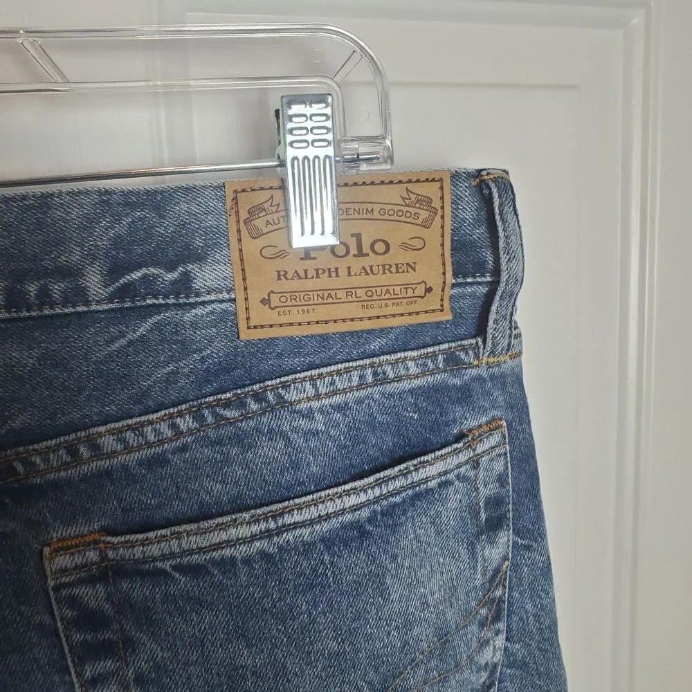 Polo Ralph Lauren‎ Varick Slim Straight Jeans 34x32 Actual 34x30 Paint Splatter